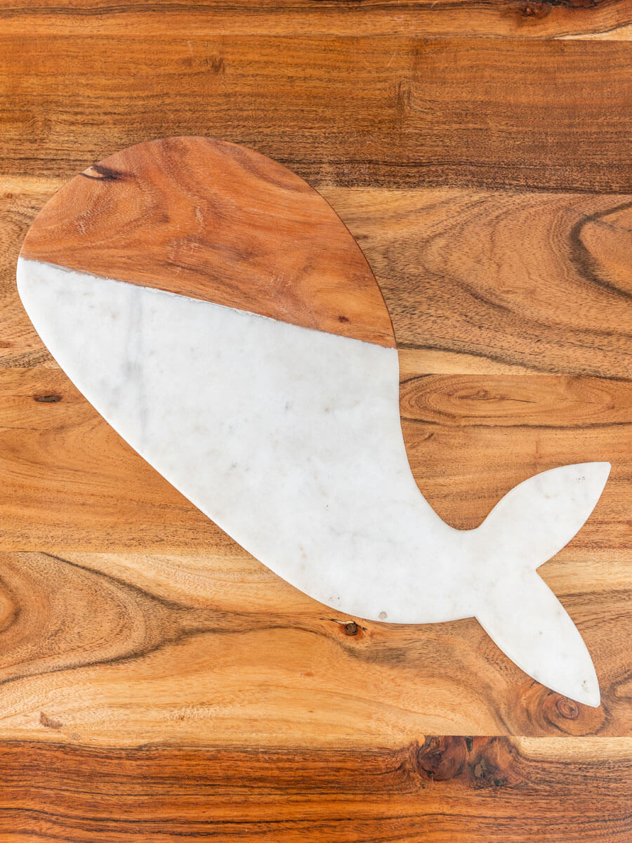 White Whale Marble Wooden Platter
