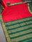 10 yards silk saree pink and dark green with plain body and zari woven korvai border without blouse