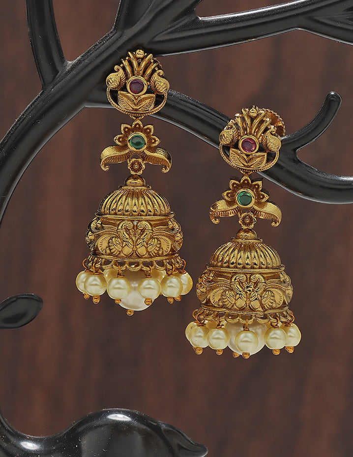 Designer Matt Kempu Floral Design Jhumka Earrings