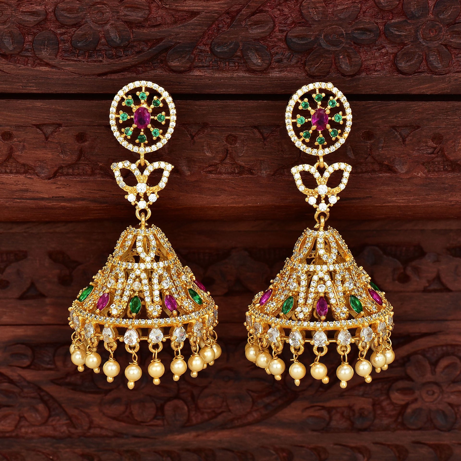 Zirconia Jhumka Earrings