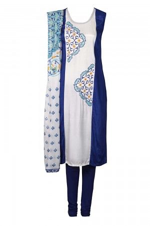 Blue & White Printed kurta Set