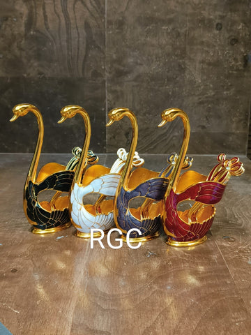 Imported Gold Plated Premium Quality Enamel Work Swan Spoons set