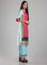 Pink & Aqua Blue 3/4 Sleeve Printed kurta