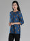 Navy Round Neck Printed Top