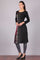 Black Printed Round Neck Winter kurta