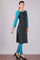 Black & Blue Printed Round Neck Winter kurta