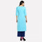 Blue Printed Boat Neck kurta