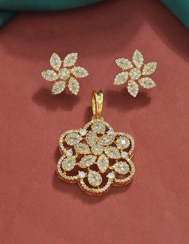 Designer Zirconia Floral Pendant Set