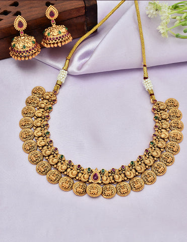 Designer Matt Lakshmi Devi Kempu Necklace Set