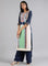 Blue & Green Round Neck Printed kurta