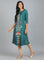 Teal Blue Round Neck Printed kurta