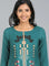 Teal Blue Round Neck Printed kurta