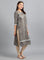 Grey Round Neck Printed kurta