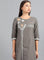 Grey Round Neck Printed kurta