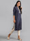 Blue Mandarin Neck Solid kurta