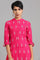 Pink Mandarin Neck Printed kurta