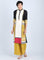 Off White & Yellow Mandarin Neck Straight kurta