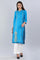 Blue Mandarin Neck Printed kurta