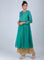 Teal Round Neck Printed kurta