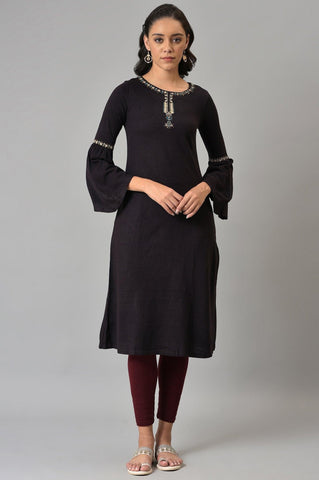 Purple Round Neck Winter kurta