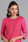 Pink Round Neck Printed kurta