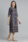 Blue Mandarin Neck Printed kurta