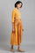 Yellow Mandarin Neck Embroidered kurta