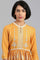 Yellow Mandarin Neck Embroidered kurta