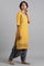 Yellow Round Neck Embroidered kurta