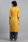 Yellow Round Neck Embroidered kurta