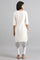 White Round Neck Printed kurta