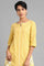 Yellow Round Neck Printed kurta