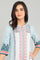 Blue Band Collar Printed kurta
