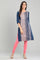 Blue Solid Round Neck Sleeveless kurta