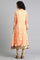 Peach Round Neck Printed kurta