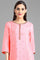 Pink Round Neck Solid kurta