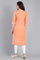 Orange Round Neck Yarn-dyed kurta