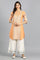 Orange Mandarin Neck Yarn-dyed kurta