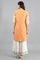 Orange Mandarin Neck Yarn-dyed kurta