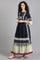 Blue Round Neck Fit & Flare Sleeves kurta