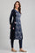 Blue Round Neck Layered Winter kurta