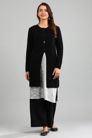 Black Round Neck Solid Sweater