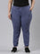 Women Solid Cotton Jeans Blue Cuffed Joggers