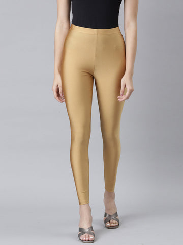 Bright Gold Nylon Stretch Shimmer Leggings