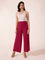 Women Solid Medium Voilet Knit Viscose Mid Rise Palazzos