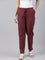 Women Stripe Maroon Printed Pencil Pant