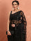 Black net saree with sequin heavy hand embroidery