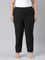 Women Solid Black Mid Rise Linen Ikat Pencil Pants