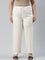 Women Solid Ecru Viscose Mid Rise Casual Pants