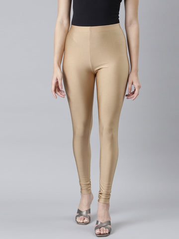 Deep Gold Nylon Stretch Shimmer Churidar